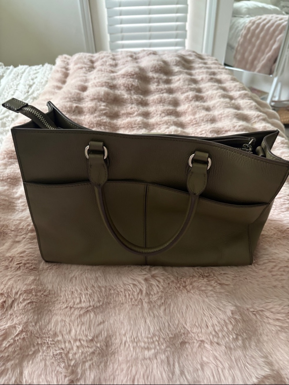 Brighton Olive Green Studded Satchel with Heart Charm - Picture 2 of 2